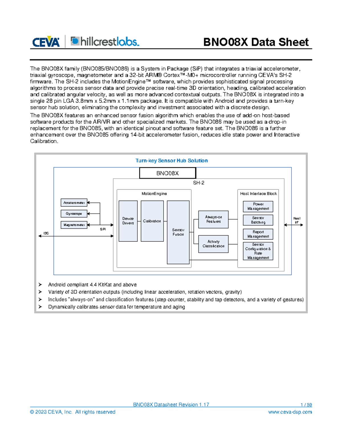 BNO08X Datasheet: Comprehensive Overview and Features - Studocu