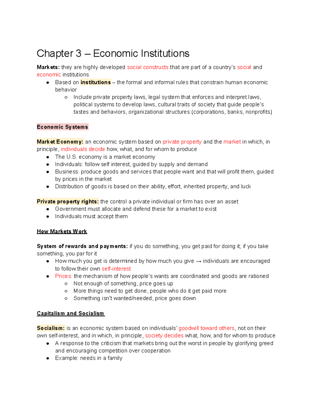 Chapter 3: Economic Institutions and Market Dynamics - Studocu