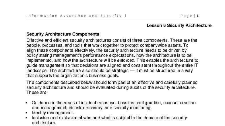 W13-14 Module 006 Security Architecture - Lesson 6 Security ...