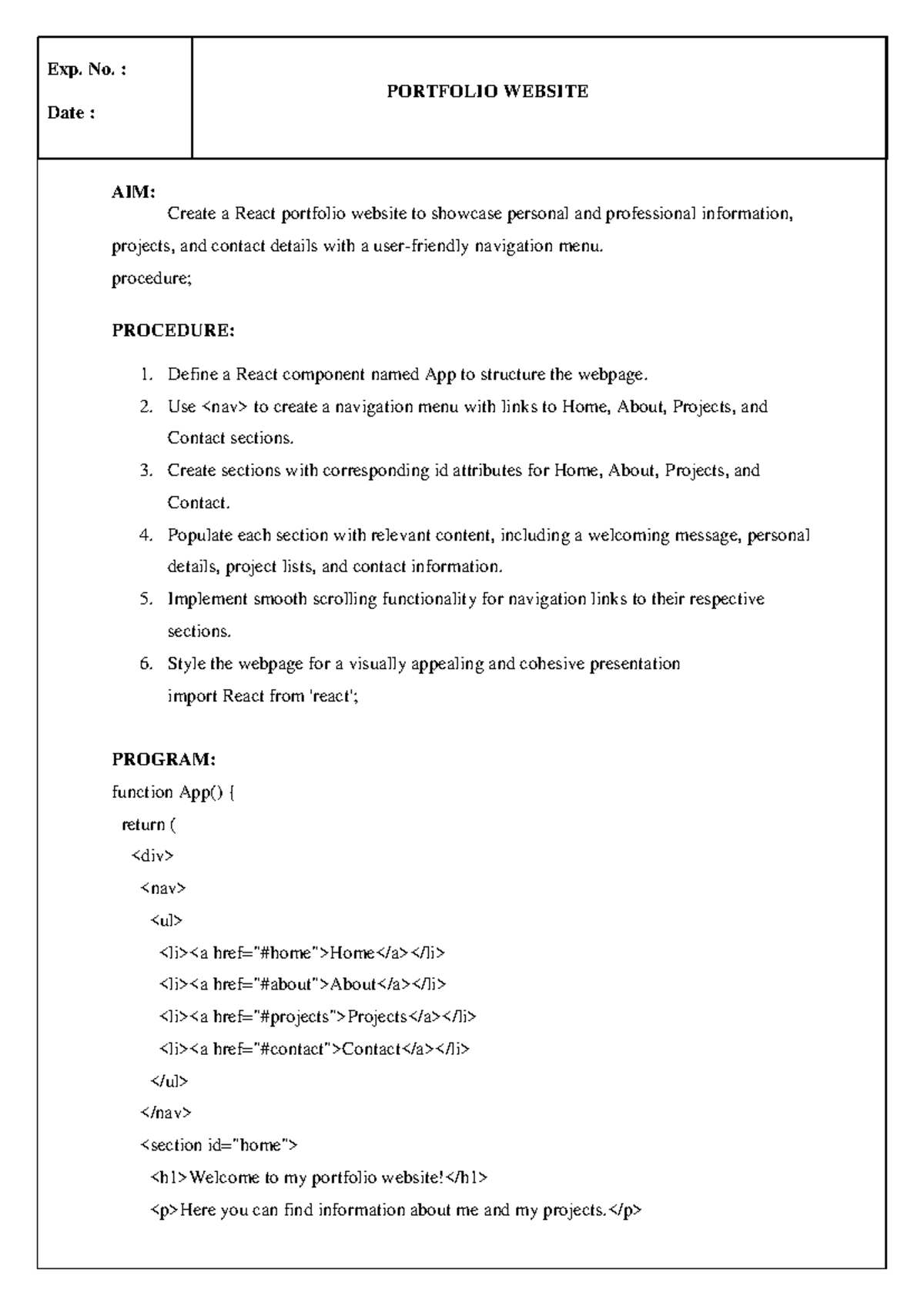 Full Stack Lab Record: React Portfolio, Todo List, Blog & Food Delivery ...