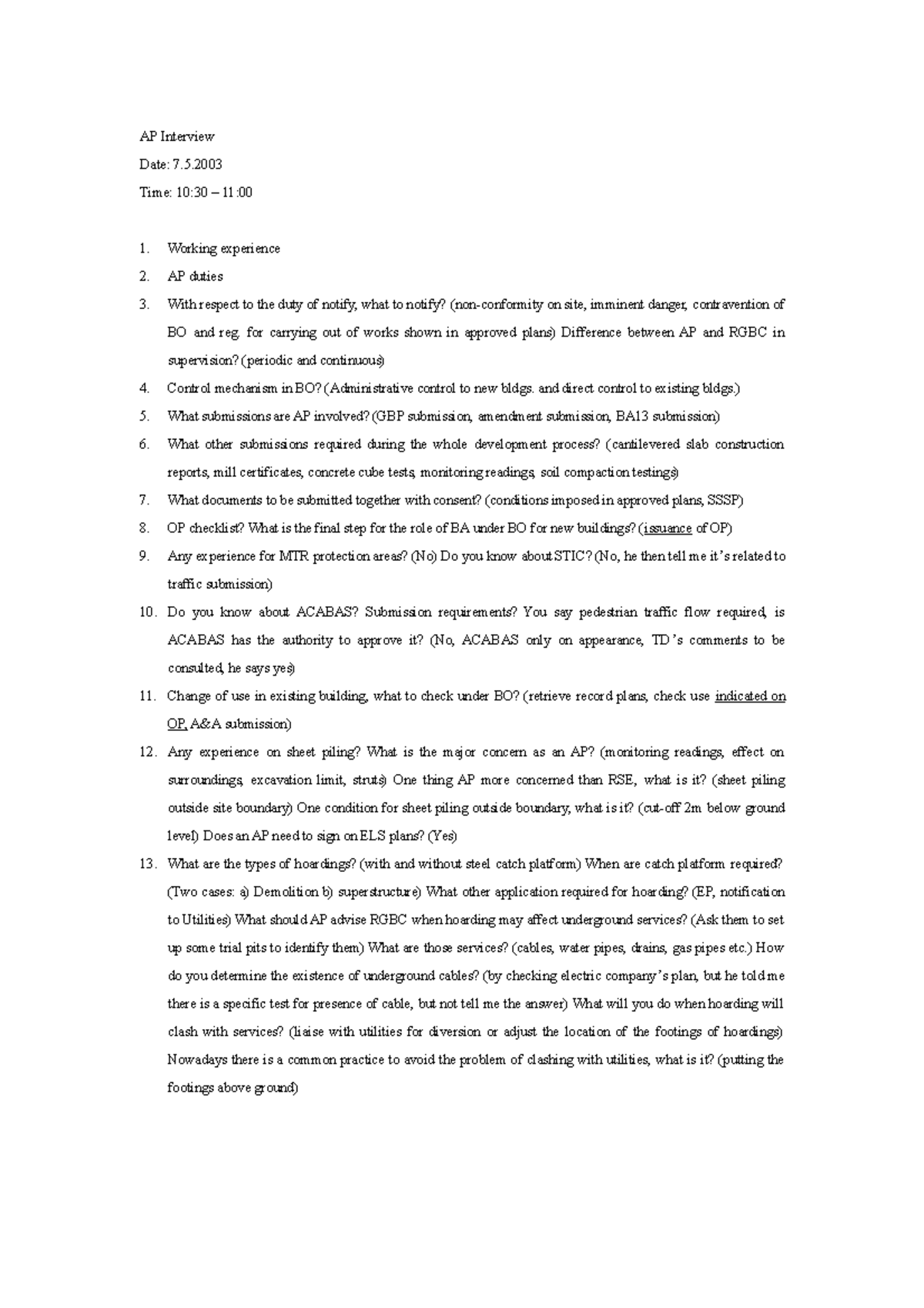 AP Interview (Alan)2003 - AP Interview Date: 7. Time: 10:30 – 11 ...