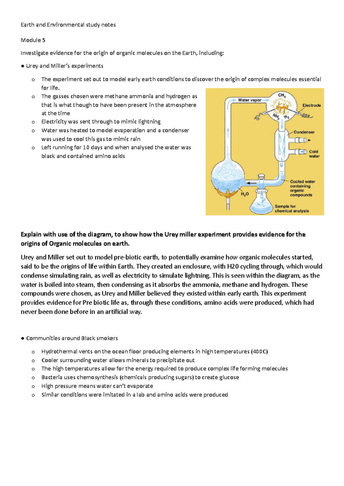 Earth and Environmental Science Notes: Module 5 - Origins of Organic ...