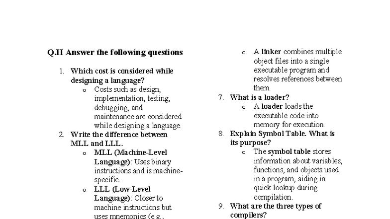 PPL- Copy - Programming Language Concepts Q&A - Studocu