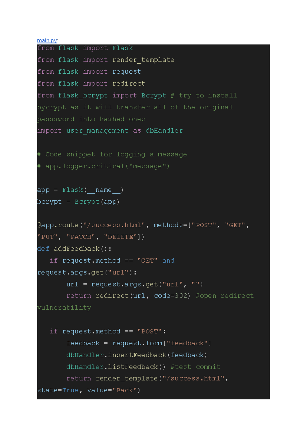 Code Task 2 - SOE: Flask User Management & Feedback System - Studocu