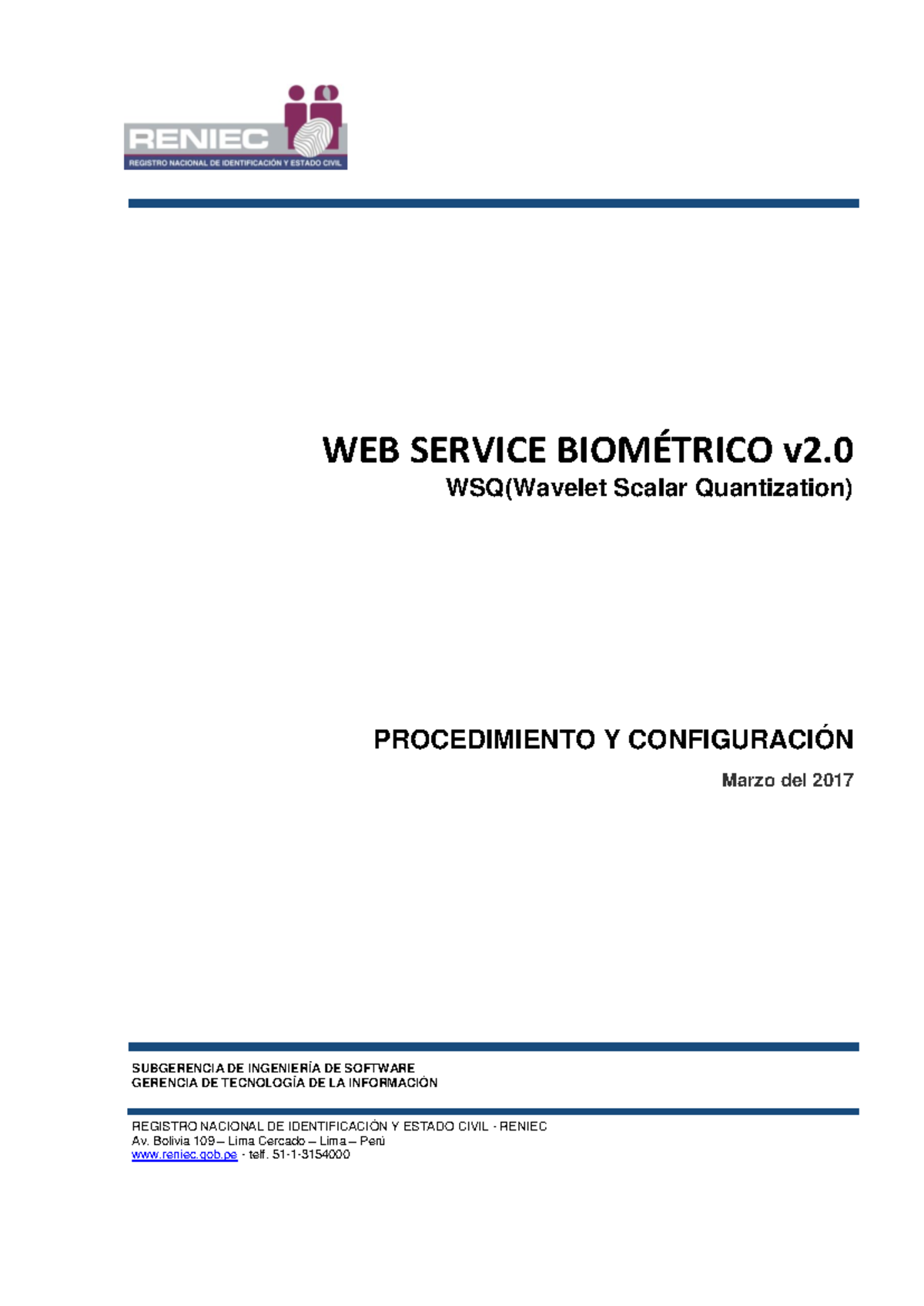 Especificaciones Técnicas del Servicio Biométrico WSB2 WSQ v2.0 - Document Preview