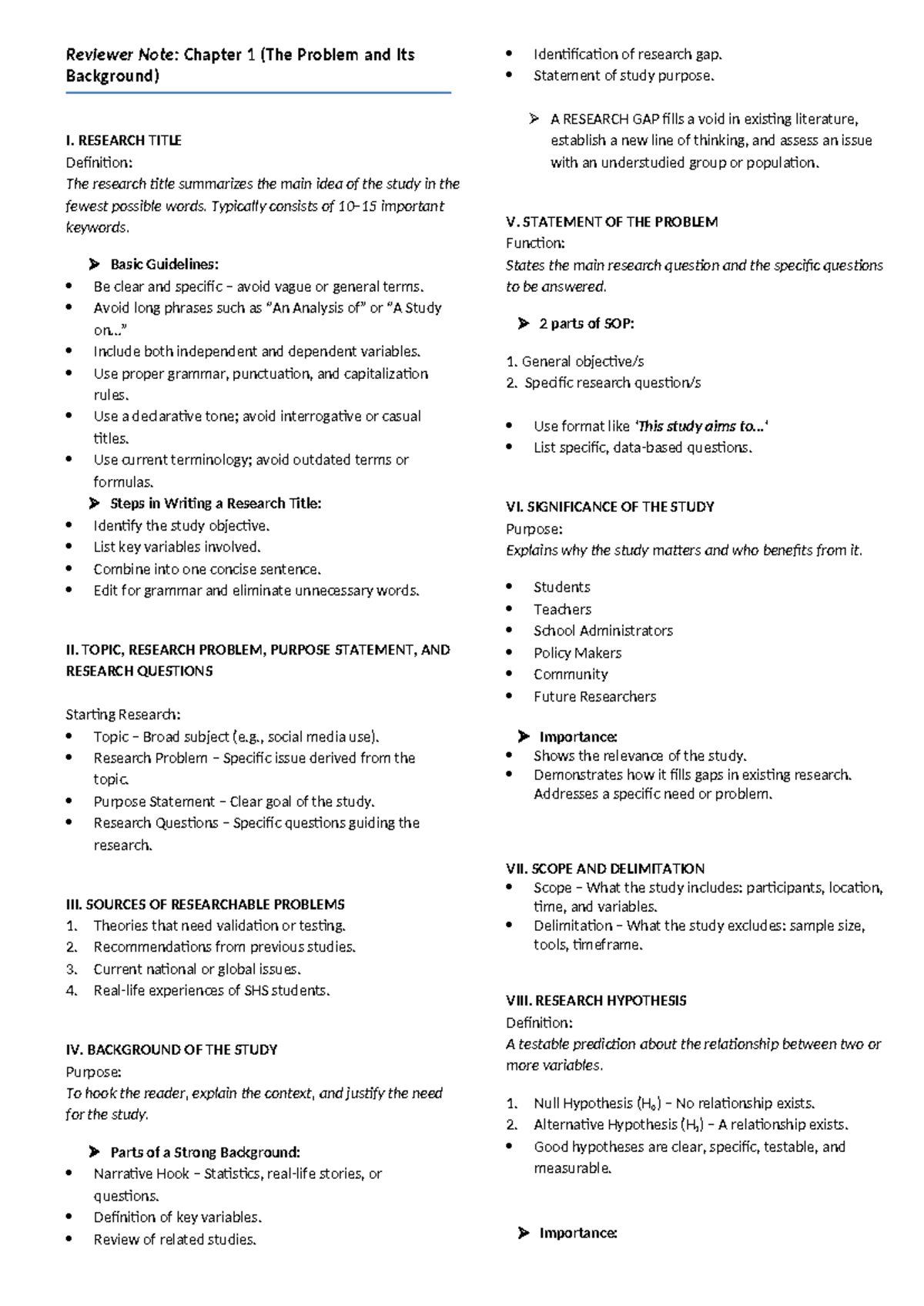 Research Guide: Chapter 1 - The Problem & Background (RESEARCH 101 ...