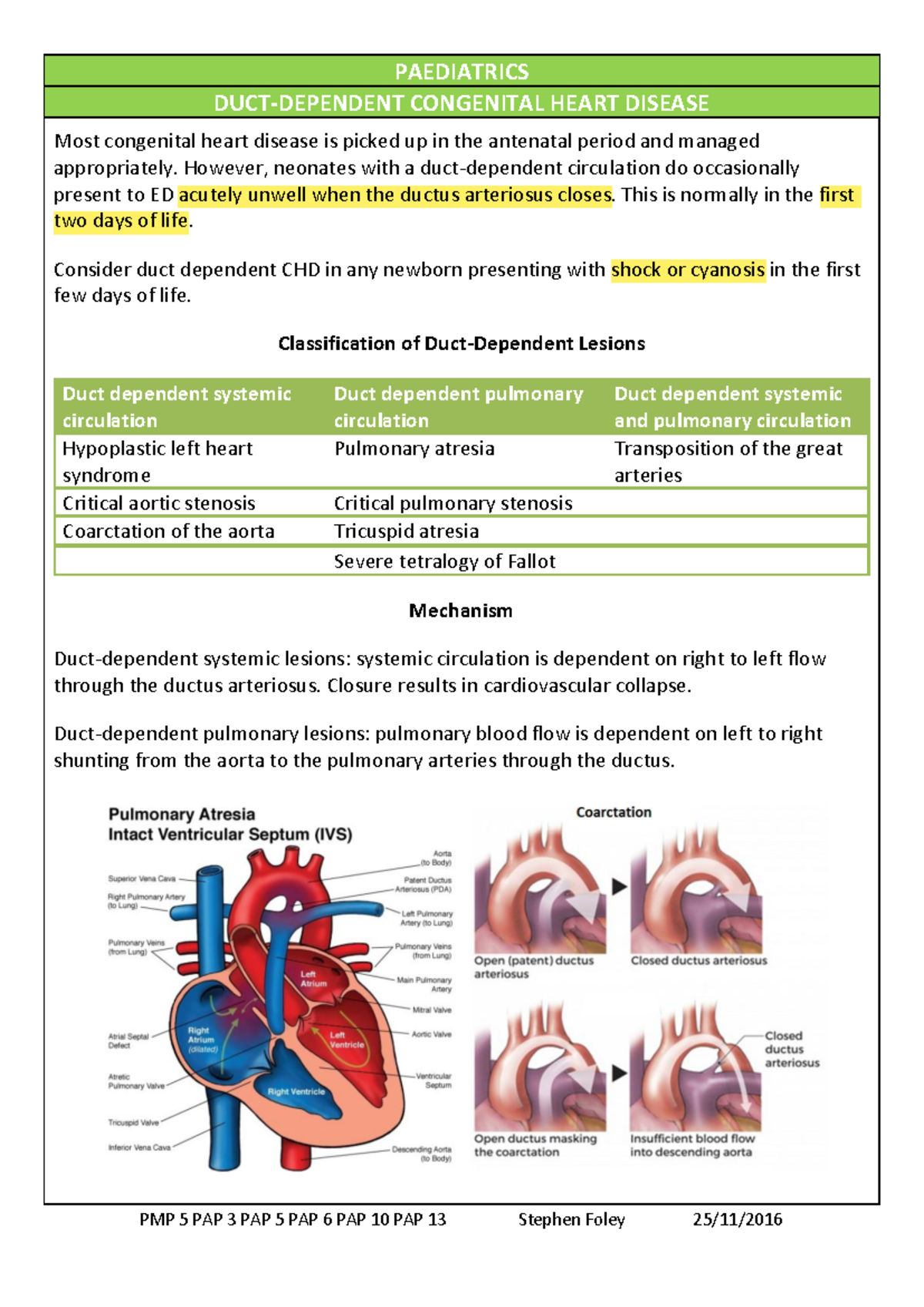 PAEDIATRICS: CONGENITAL HEART DISEASE OVERVIEW (PMP 5) - Studocu