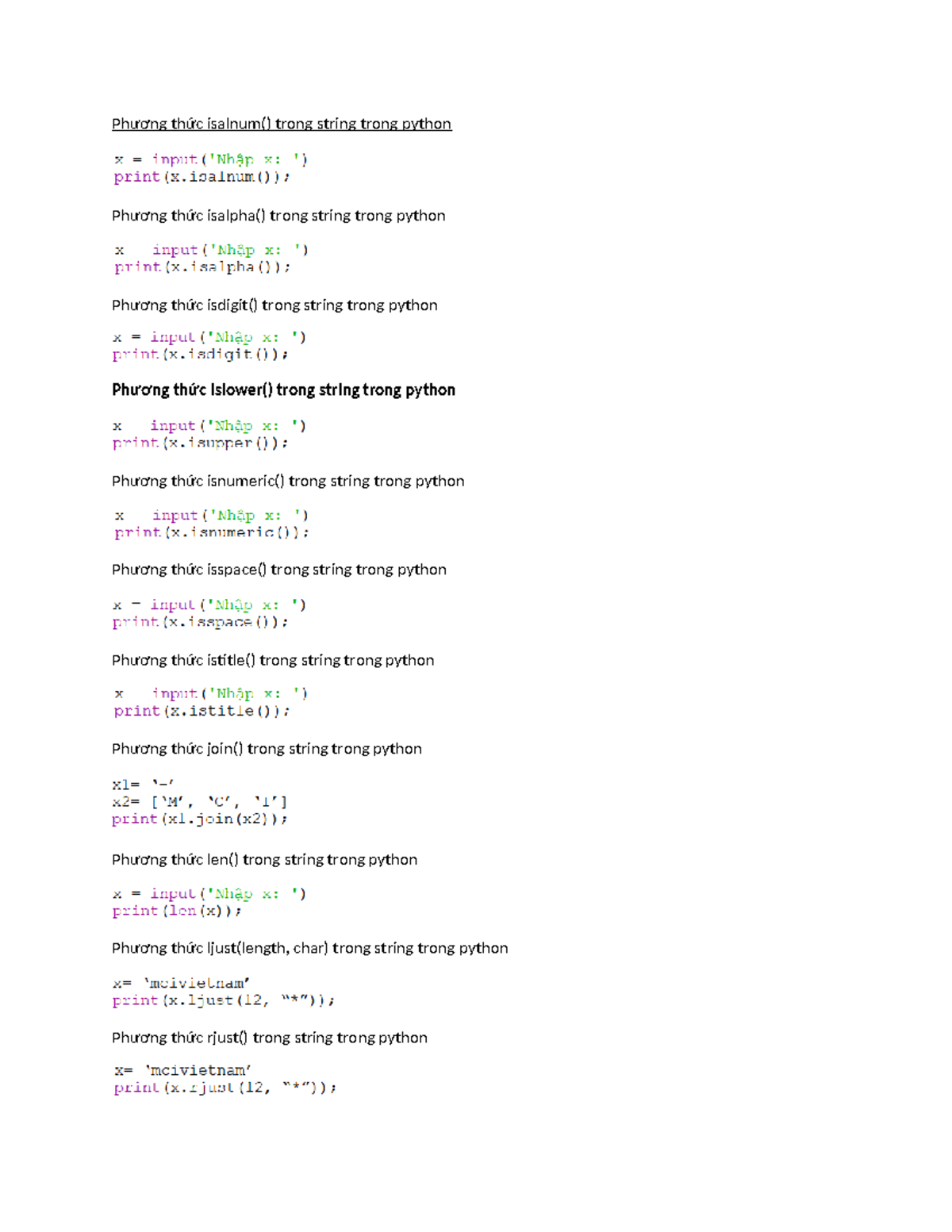 Các Phương Thức String Trong Python: isalnum(), isalpha(), isdigit ...