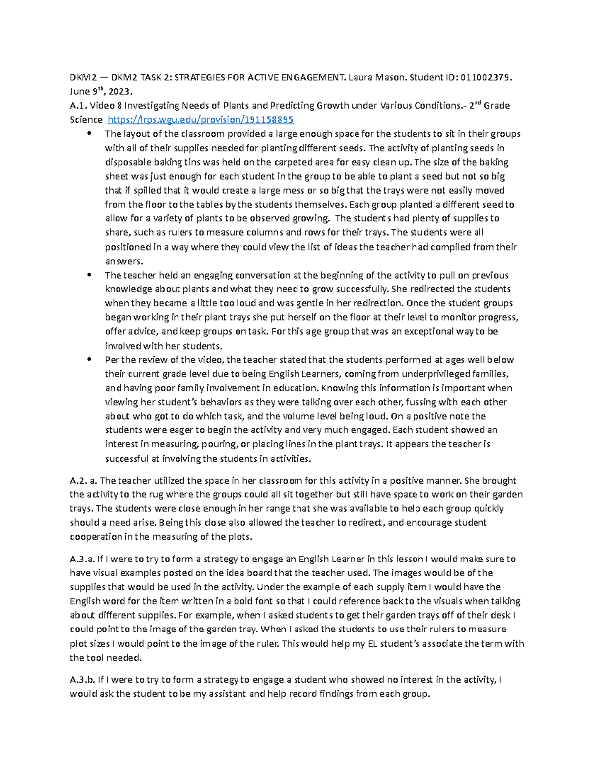 D095-Task 2: Strategies for Engaging Learning Environments Analysis ...
