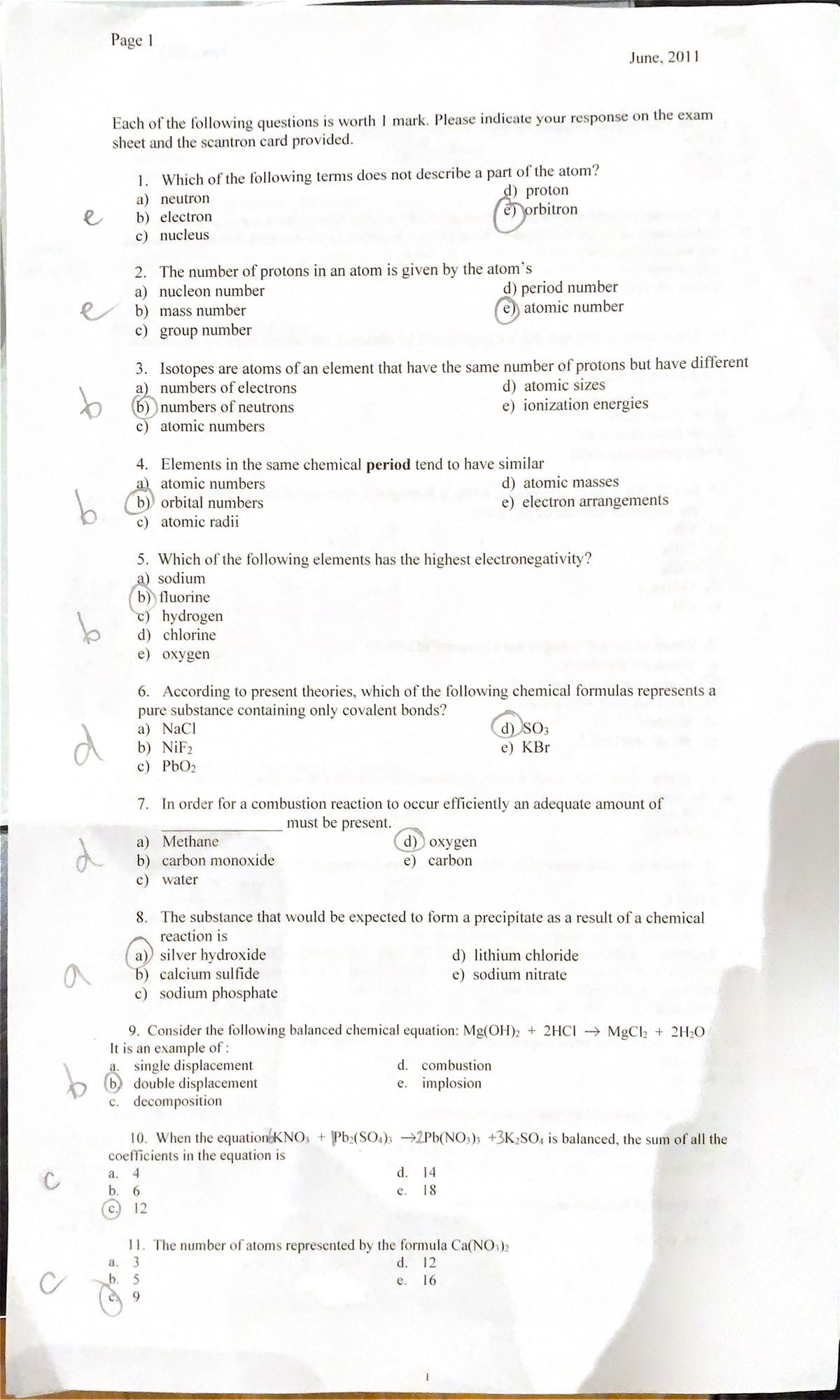 11U mock Exam Answer Key - Copy - Page 1 June, 2011 Each of the ...