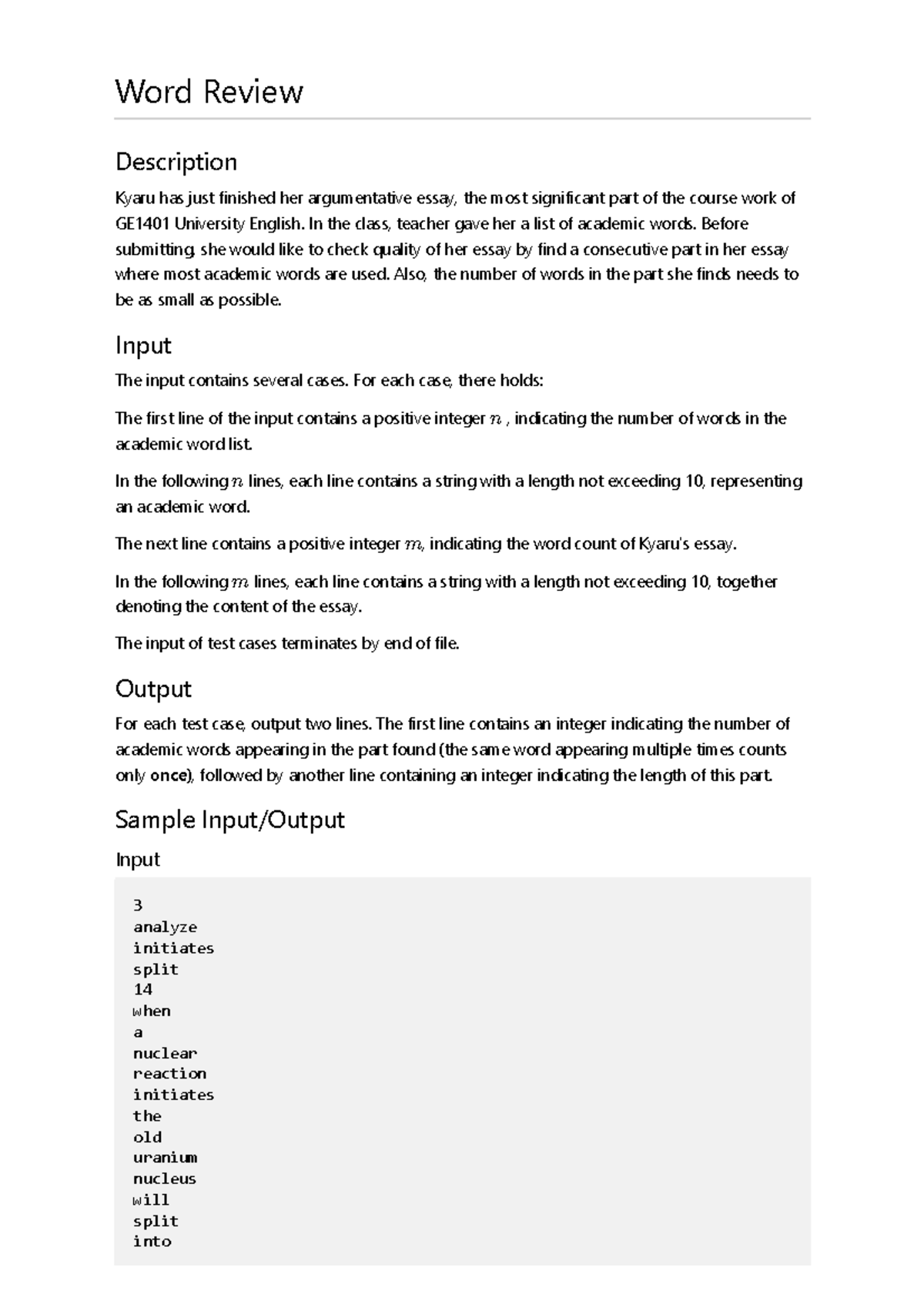GE1401 - Argumentative Essay Academic Word Check - Studocu
