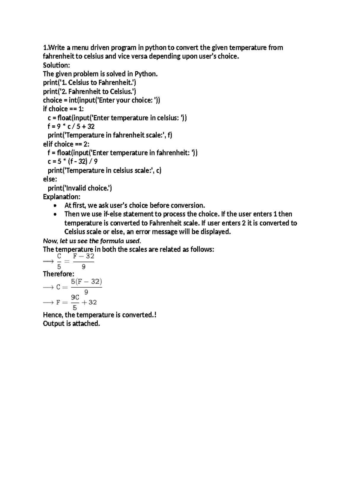 Python Program: Temp Conversion & Sequence Data Types (CS101) - Studocu