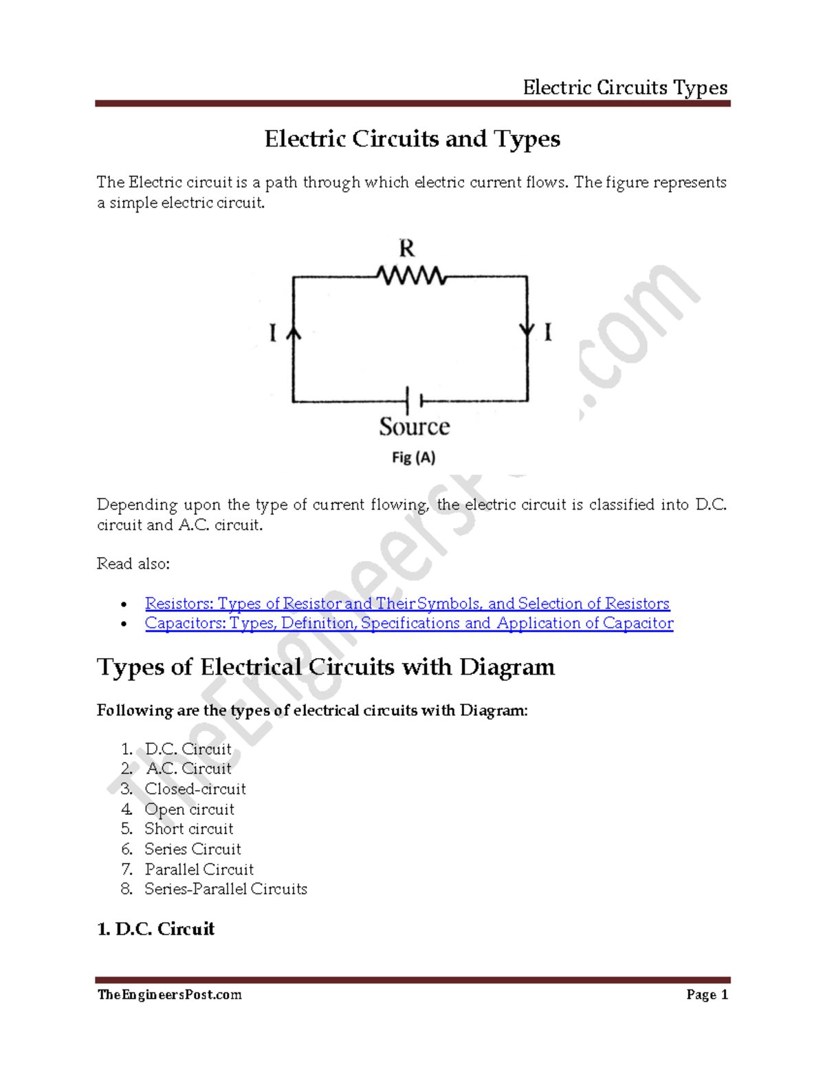 Electric Circuits Types: D.C., A.C., and Circuit Classifications - Studocu