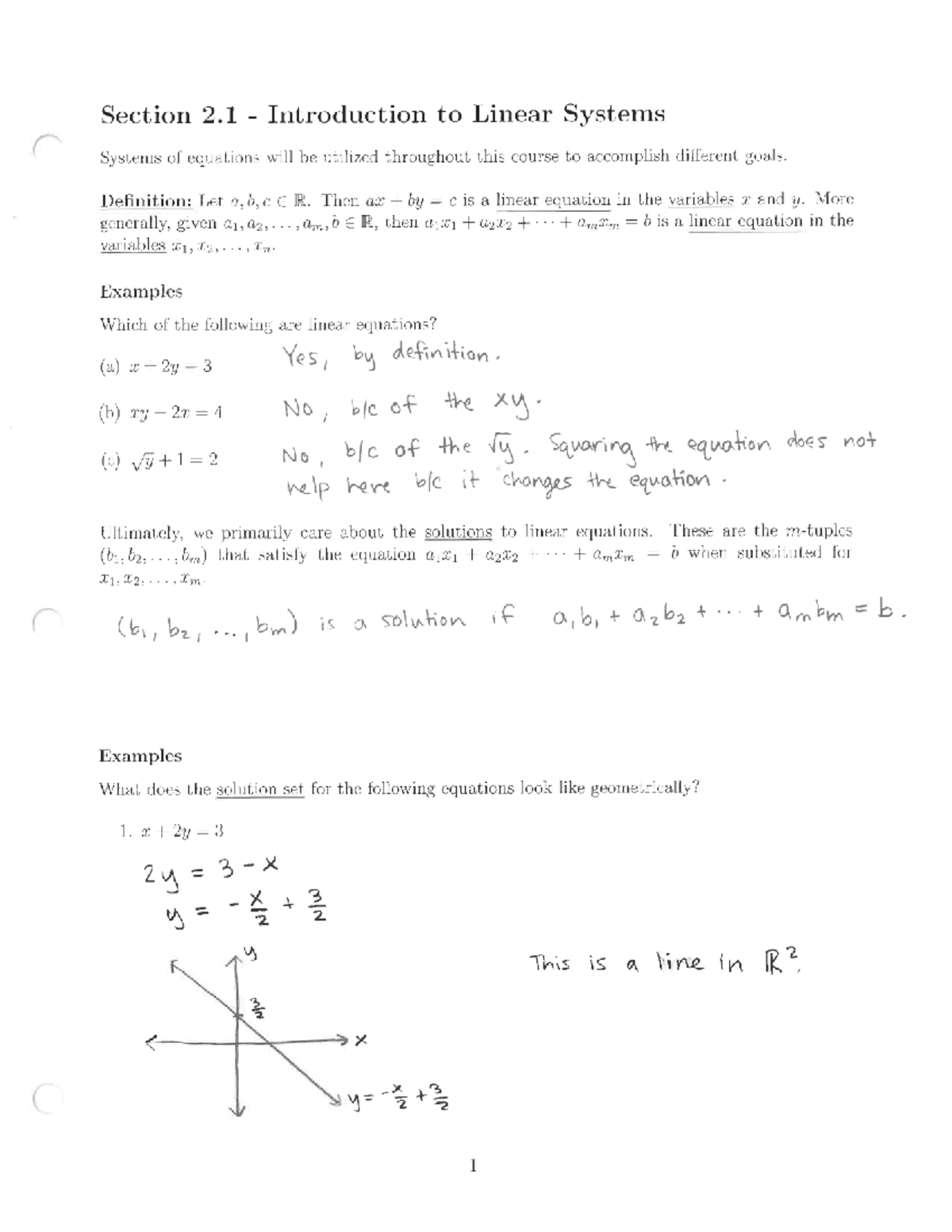 MA2401 - Final Exam Notes on Linear Systems and Equations - Studocu