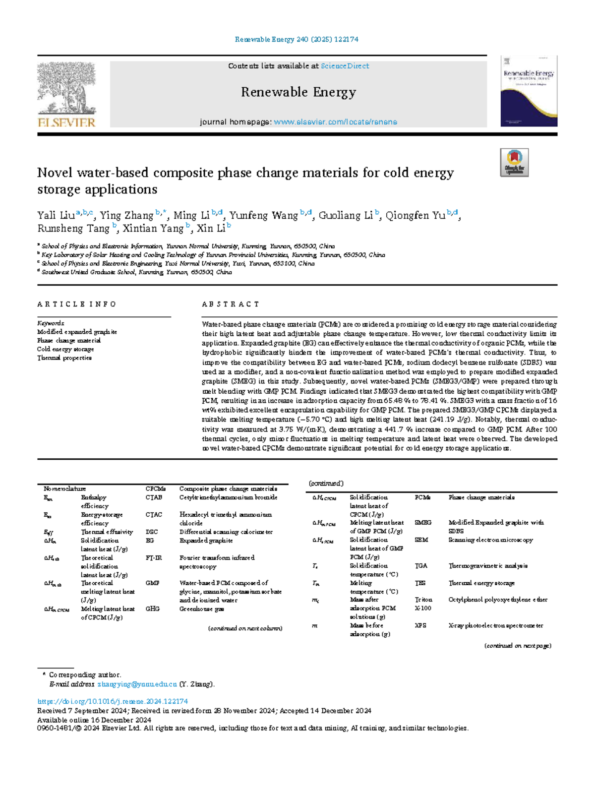 Novel Composite Phase Change Materials for Cold Energy Storage (RE 240 ...