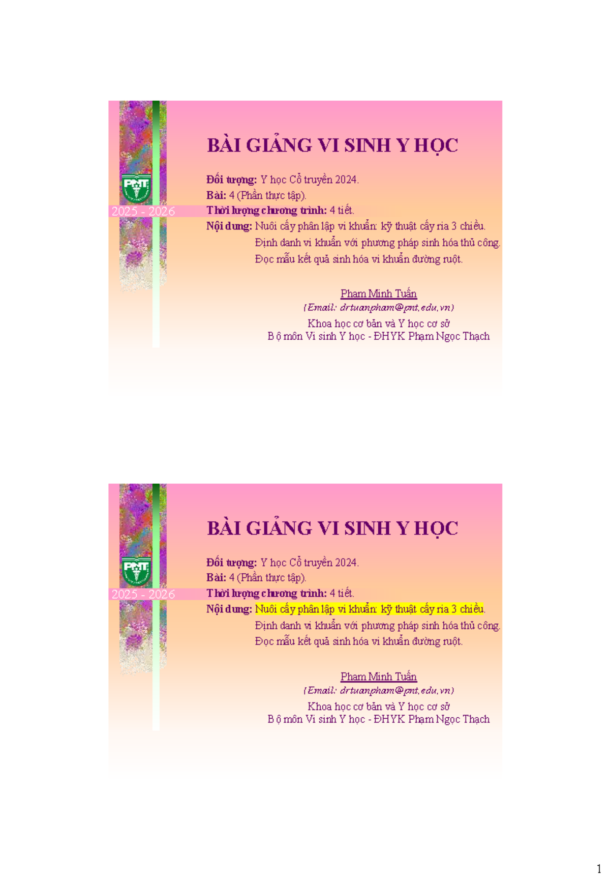 BÀI GIẢNG THỰC HÀNH VI SINH Y HỌC 2025-2026 - Bài 4 - Studocu