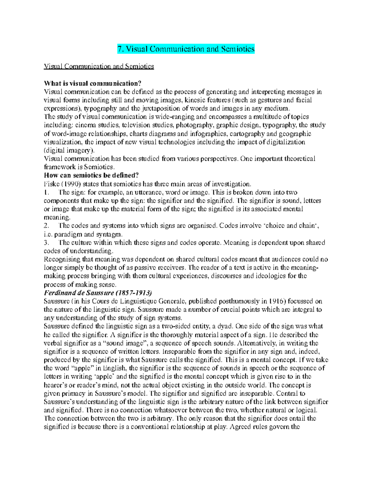 7. Visual Communication & Semiotics: Key Concepts and Theories - Studocu