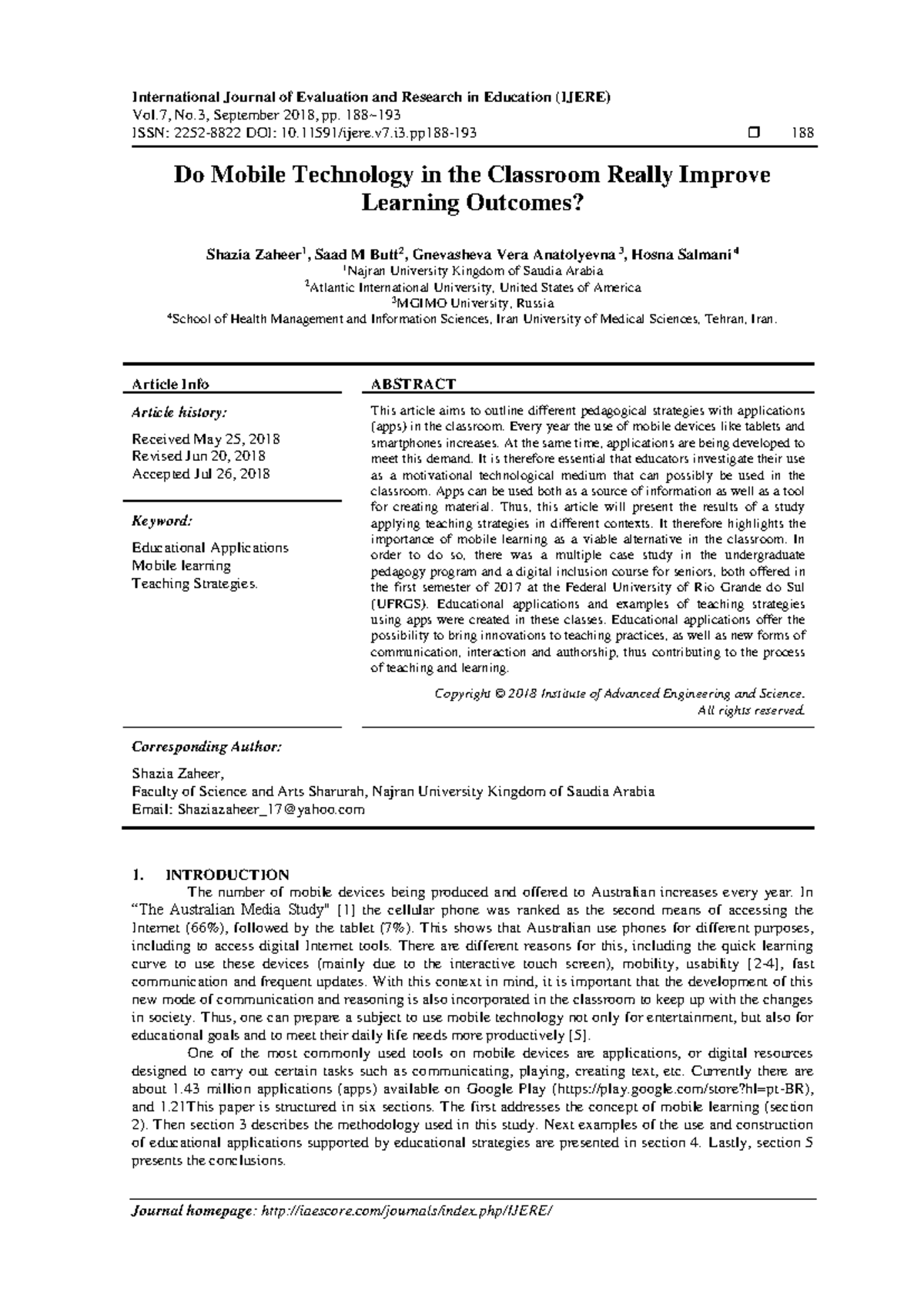 Improving Learning Outcomes with Mobile Tech in Classrooms (EDUC 101 ...