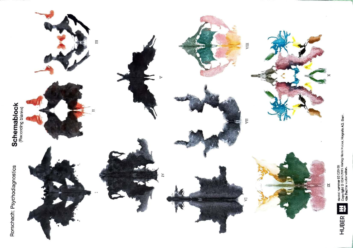 Rorschach Location Chart - Clinical psychology - Schemablock (Recording ...
