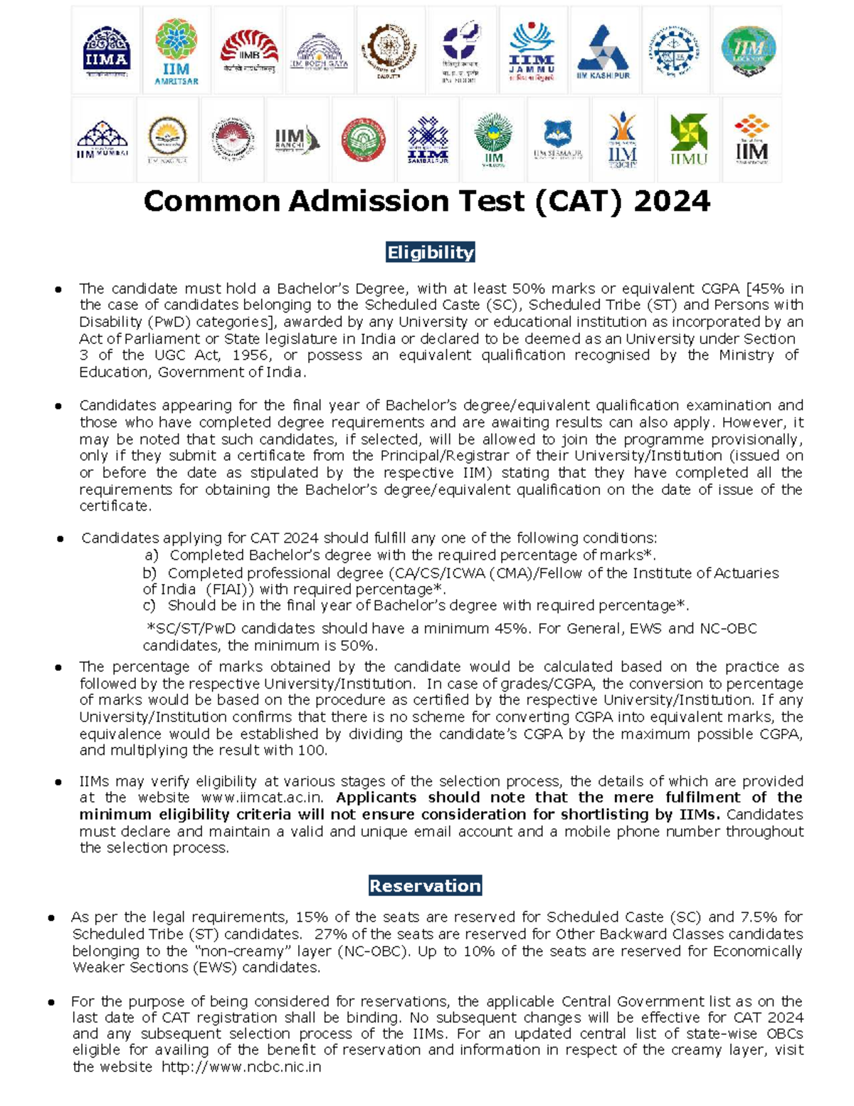 CAT 2024 Eligibility Criteria for Admission: Key Requirements and ...