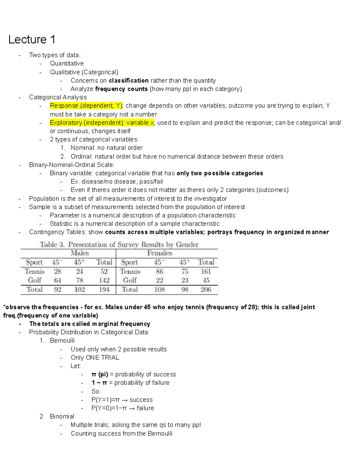 HSS2382 Lecture Notes: Categorical Data Analysis and Hypothesis Testing ...
