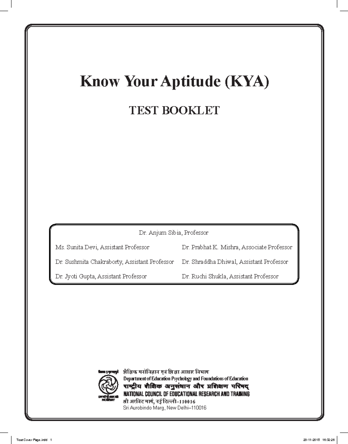 KYA Test Booklet: Comprehensive Aptitude Assessment Guide - Studocu