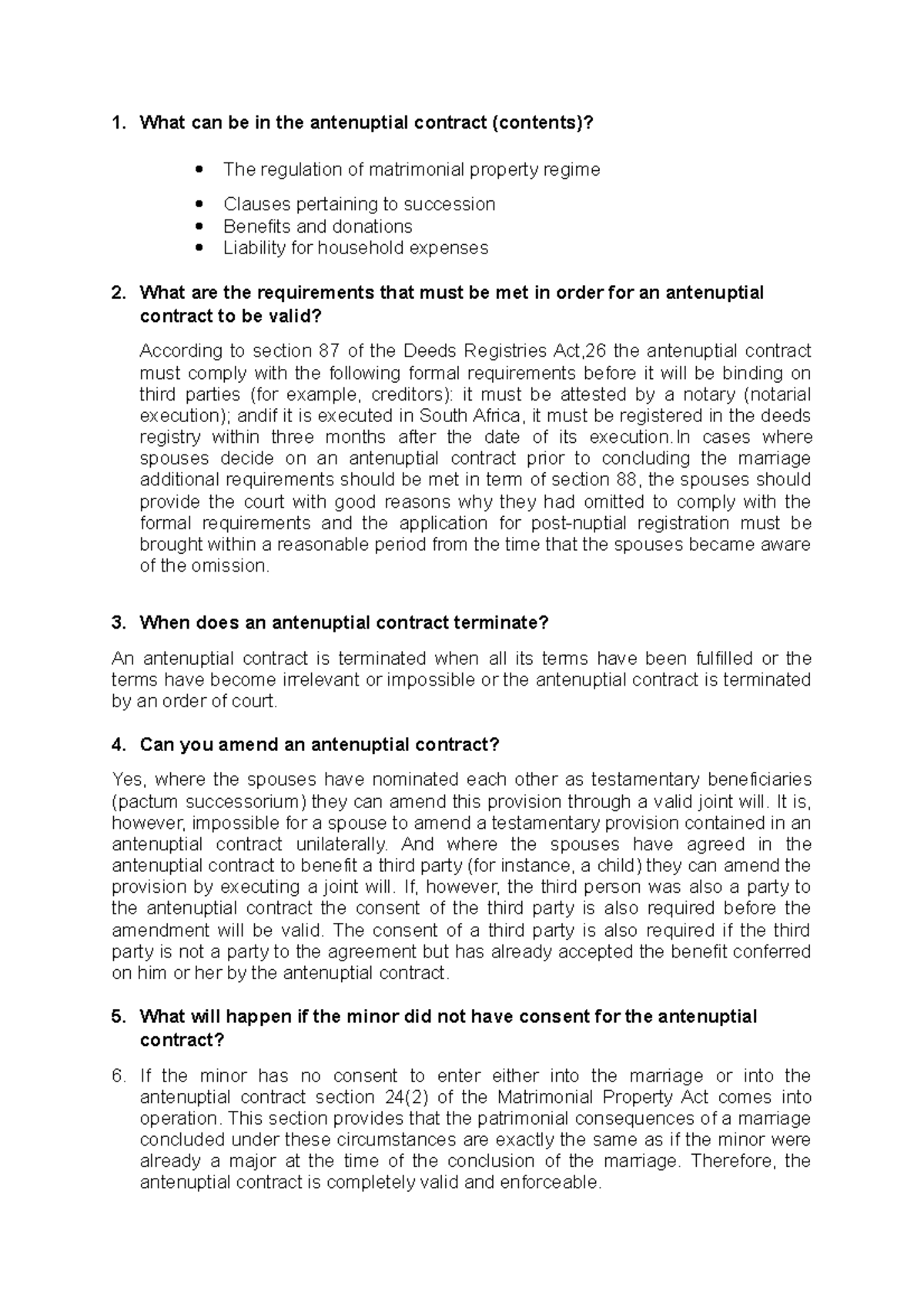 antenuptial contract