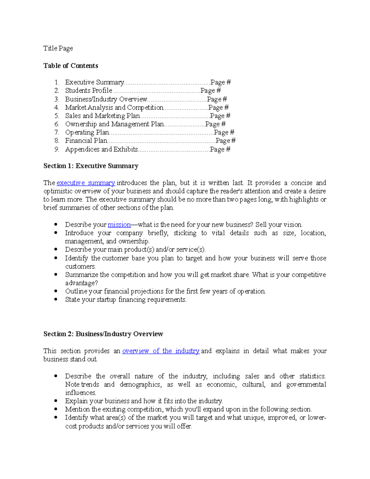 BUS 101: Comprehensive Guide to Crafting a Business Plan - Studocu