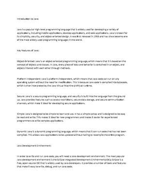 Java Programming - Study Notes & Assignments - Studocu