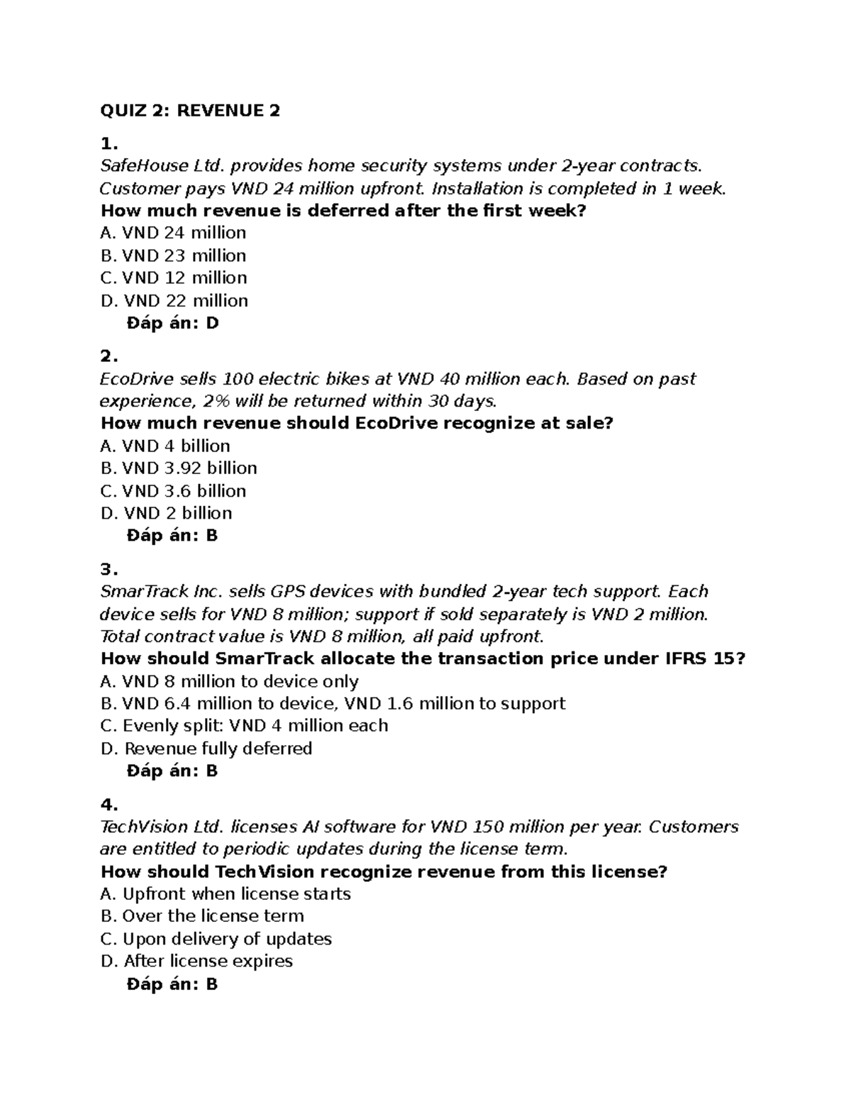 QUIZ 2: Revenue Recognition Concepts and Applications - Studocu
