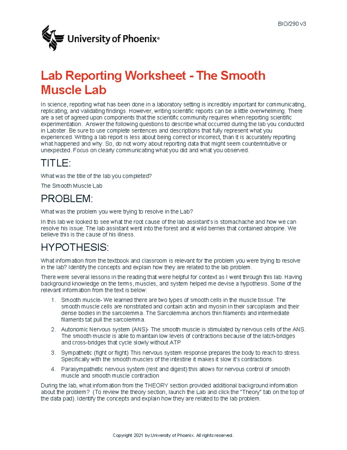 Bio290 v3 wk4 the skeletal muscle lab report - BIO/290 v Lab Report ...