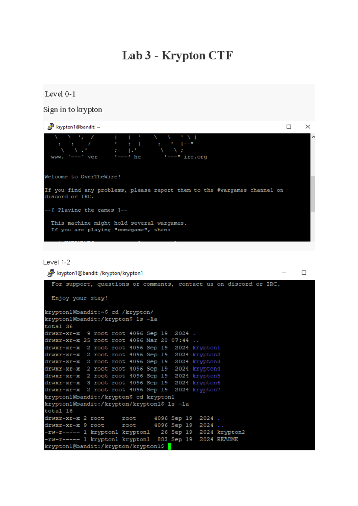 Ititiu 21211 Nguyen Quoc Hung Lab 3 - Krypton CTF Guide - Studocu