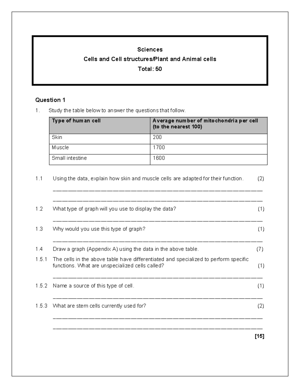 Cell Structures: Plant and Animal Cells Worksheet - 50 Questions - Studocu
