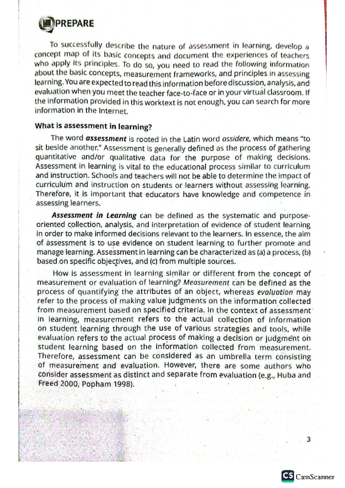 Reviewer for PROF ED 6: Understanding Assessment in Learning - Studocu