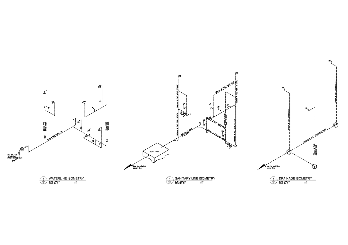 Plumbing Isometry - Civil Engineering - 4 4 1:100 1: 1 SANITARY LINE ...