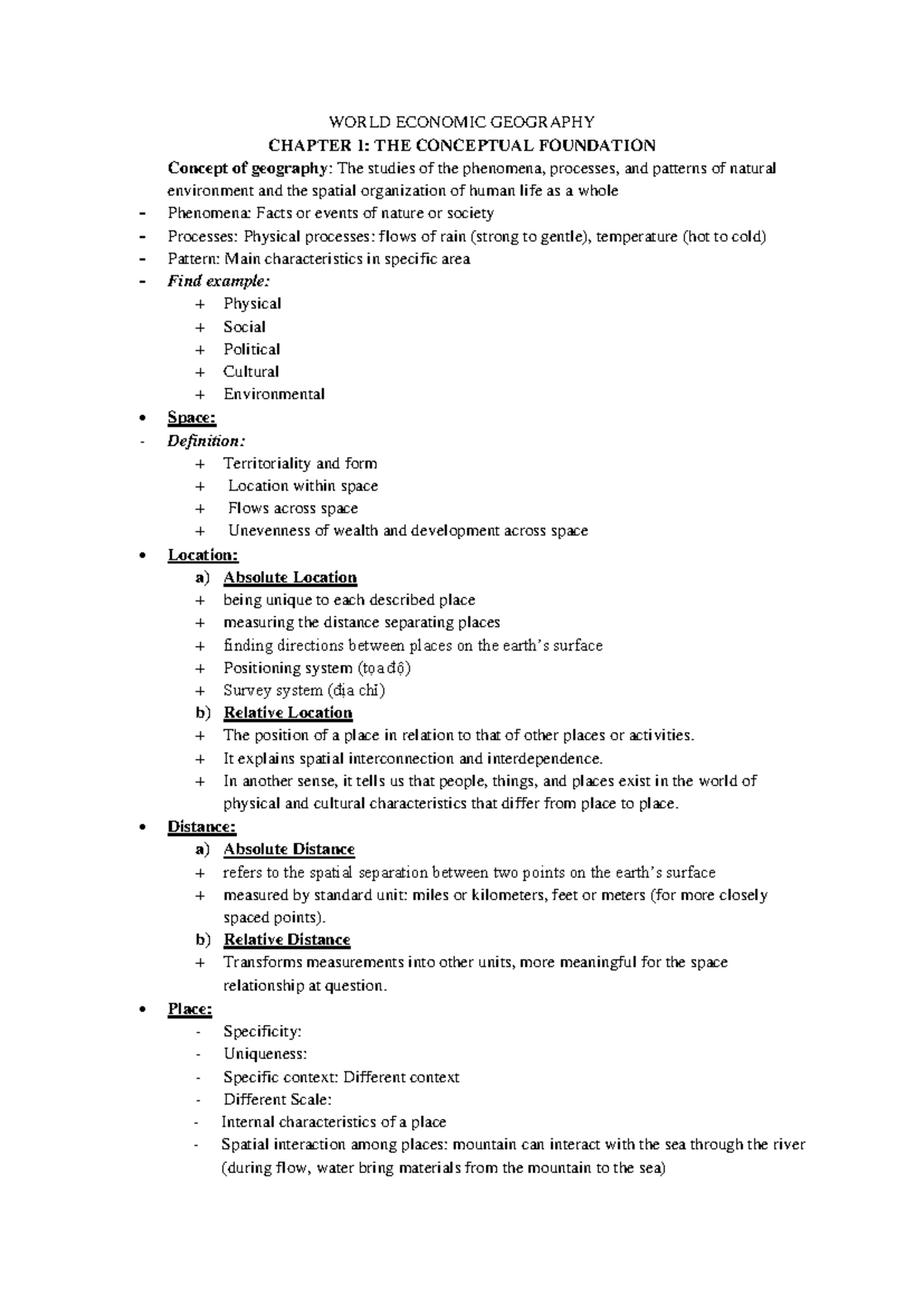 Geo-Mid - Lecture Notes on Geographical Concepts and Theories - Studocu