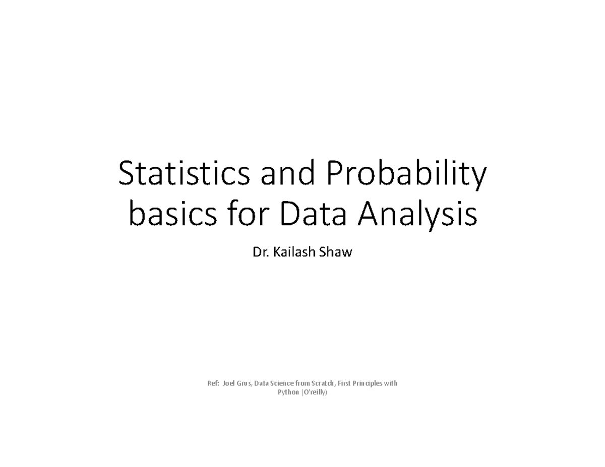 UNit 2 Data Science Statistics and Probability basics for Data Analysis ...