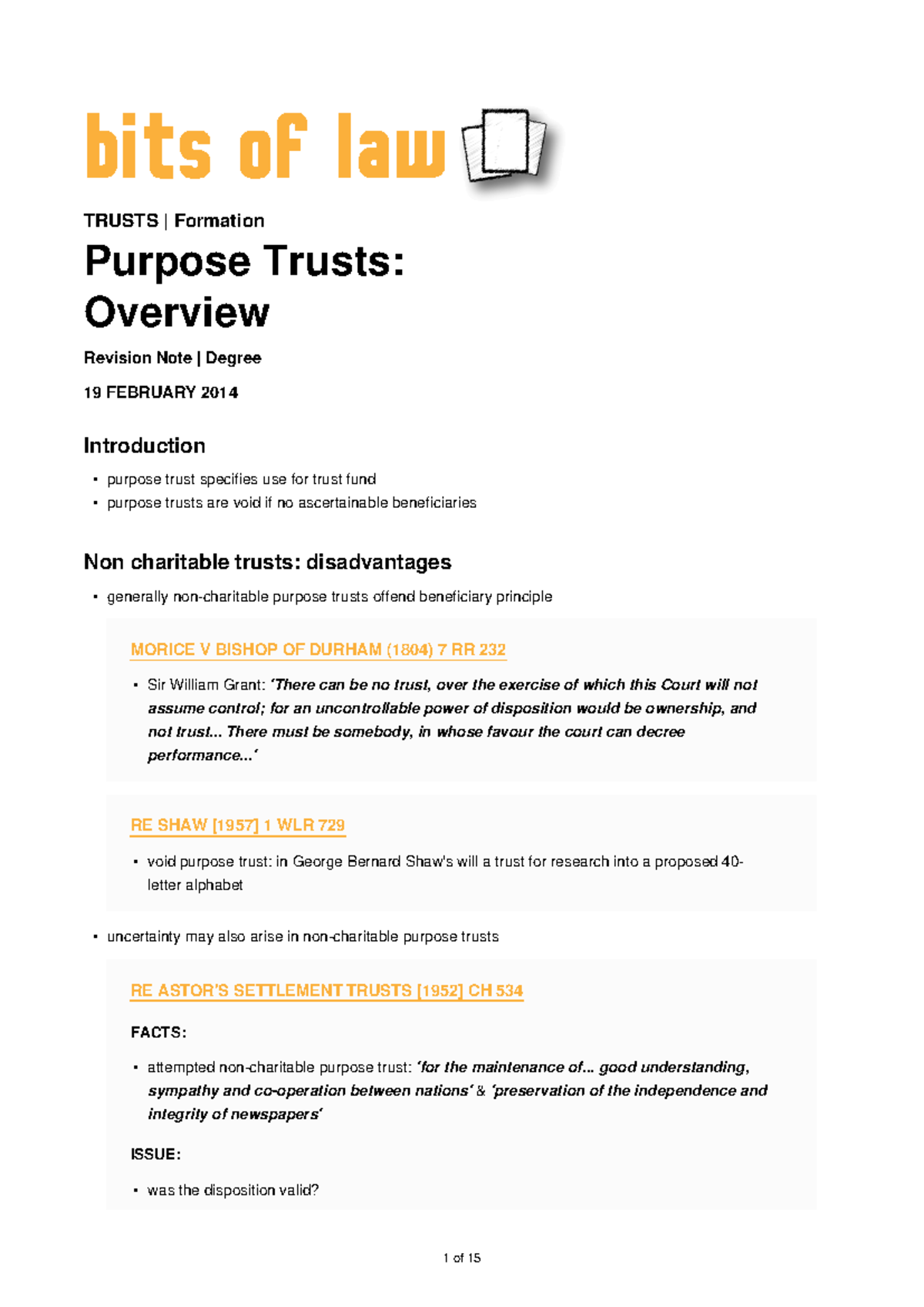 Creation purpose trusts charity - bits of law TRUSTS | Formation ...