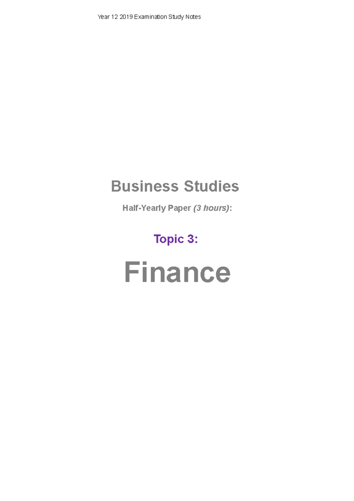 HSC Business Studies Notes-Finance Notes - Year 12 2019 Examination ...