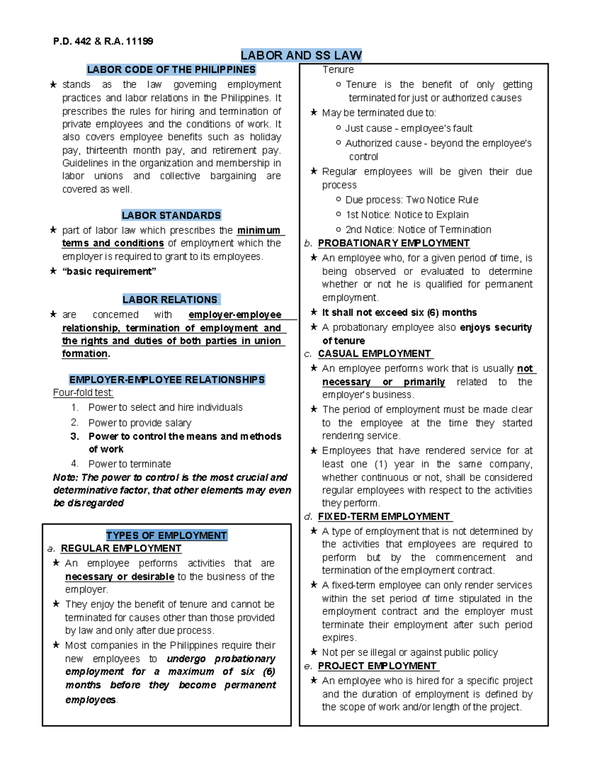 P.D. 442 R.A. Labor Code of the Philippines: Employment Practices and ...