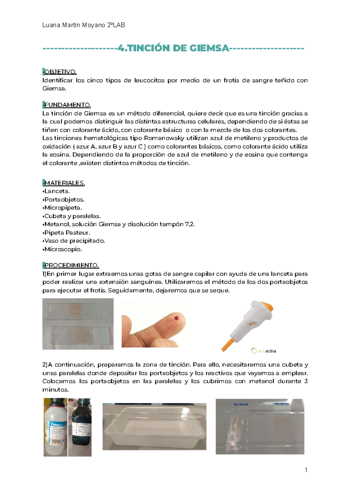 Práctica HEMA 4: Identificación de Leucocitos con Tinción de Giemsa - Document Preview