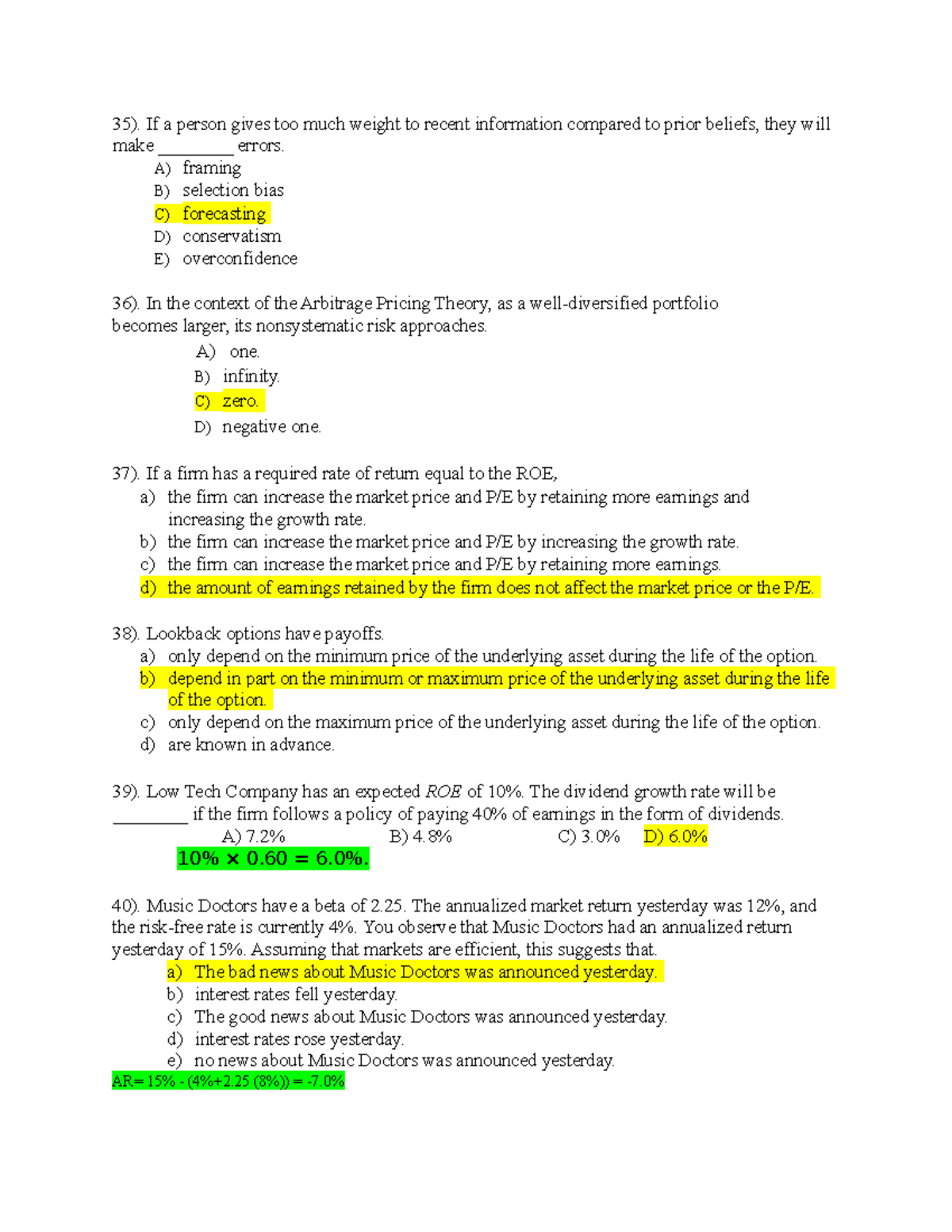 Second Part - Final Exam Review for Finance 101 - Studocu