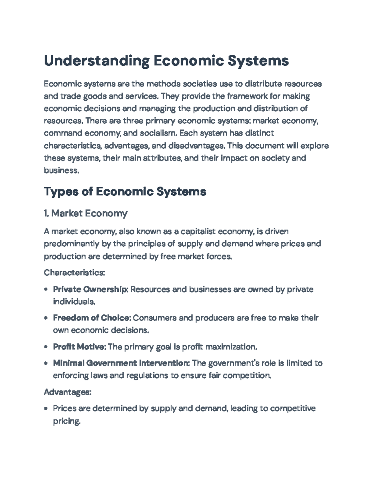 Understanding Economic Systems: Market, Command, and Mixed Economies ...