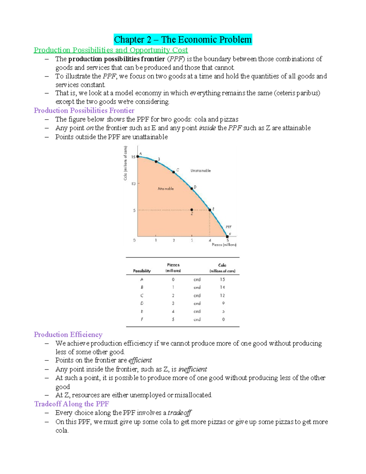 Chapter 2 - The economic problem - Chapter 2 – The Economic Problem ...