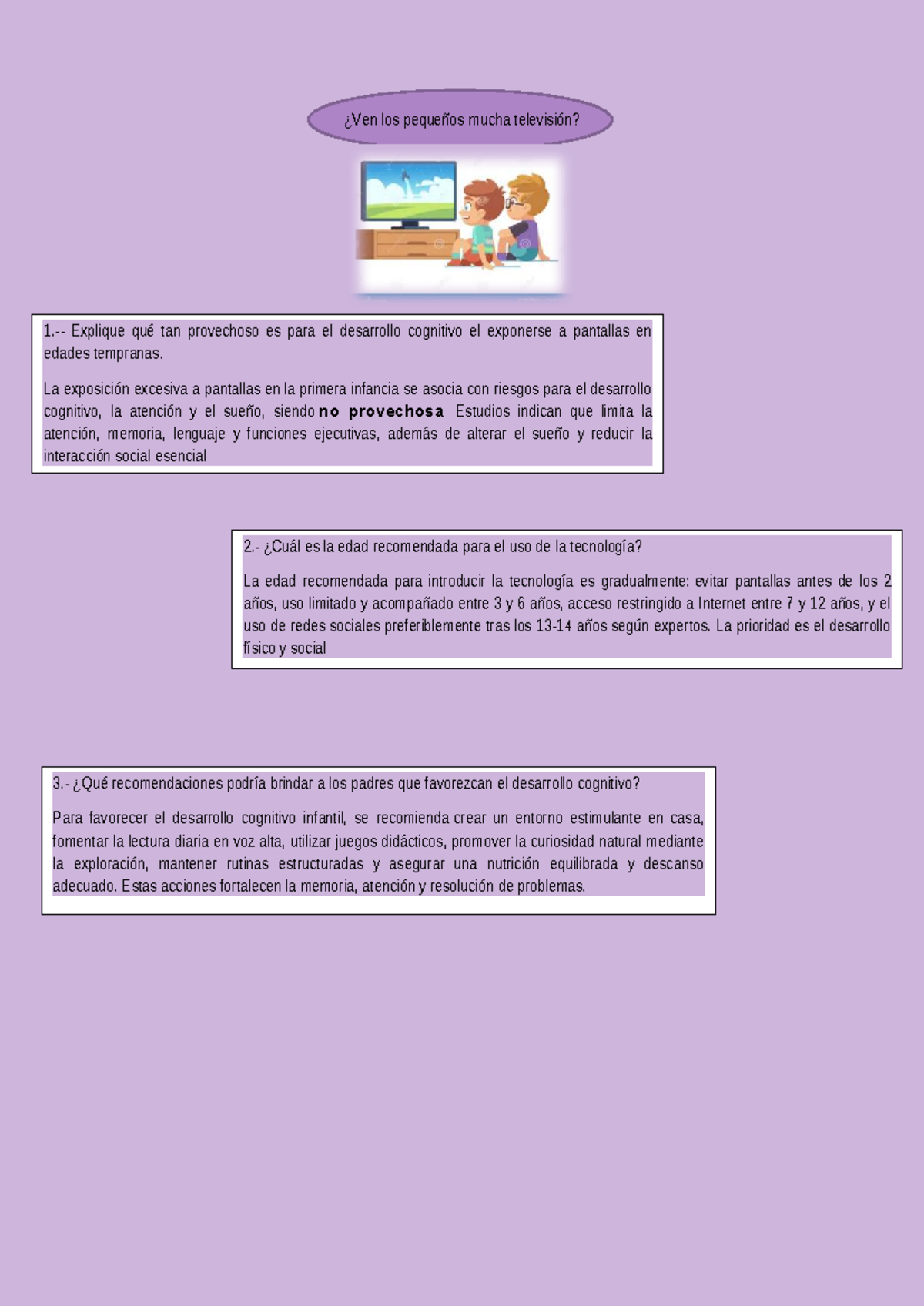 Impacto de la Televisión en el Desarrollo Cognitivo Infantil - Studocu
