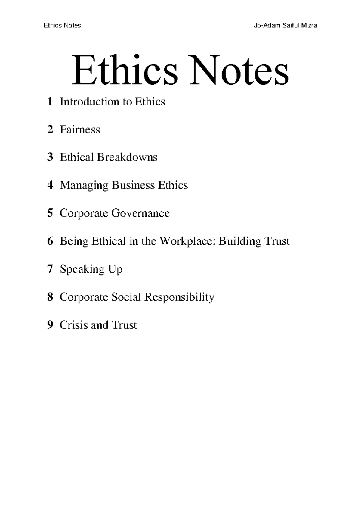 Ethics Notes Final Exam - Comprehensive Course Overview - Studocu