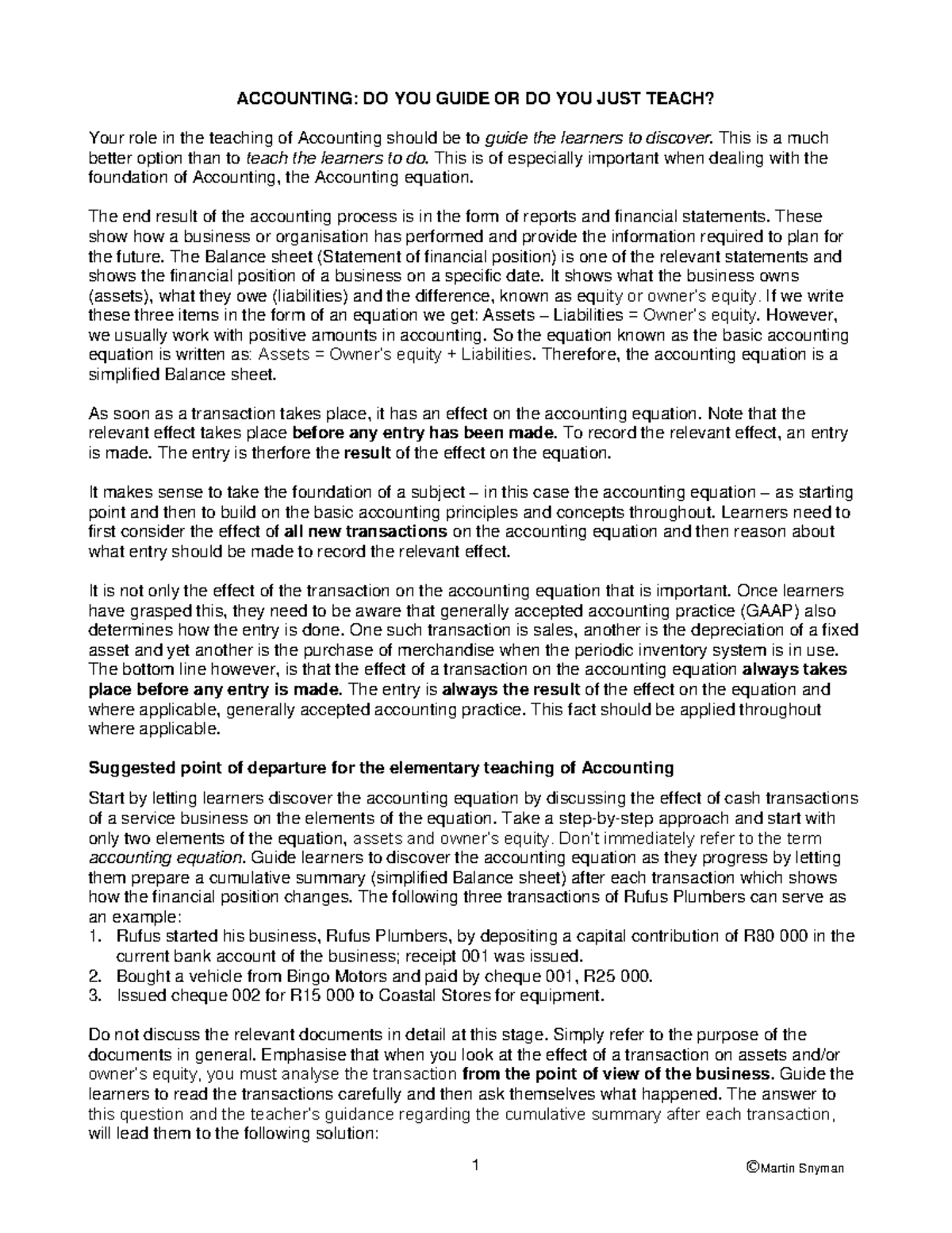 Accounting Teaching Methodology: Guide vs. Teach Approach - Studocu