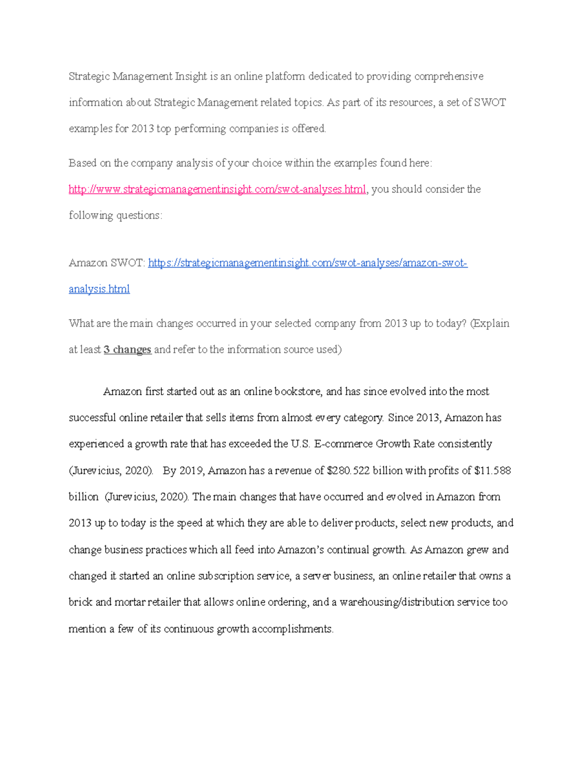 Ops Mgmt Case Study: Amazon SWOT Analysis from 2013 to 2023 - Studocu