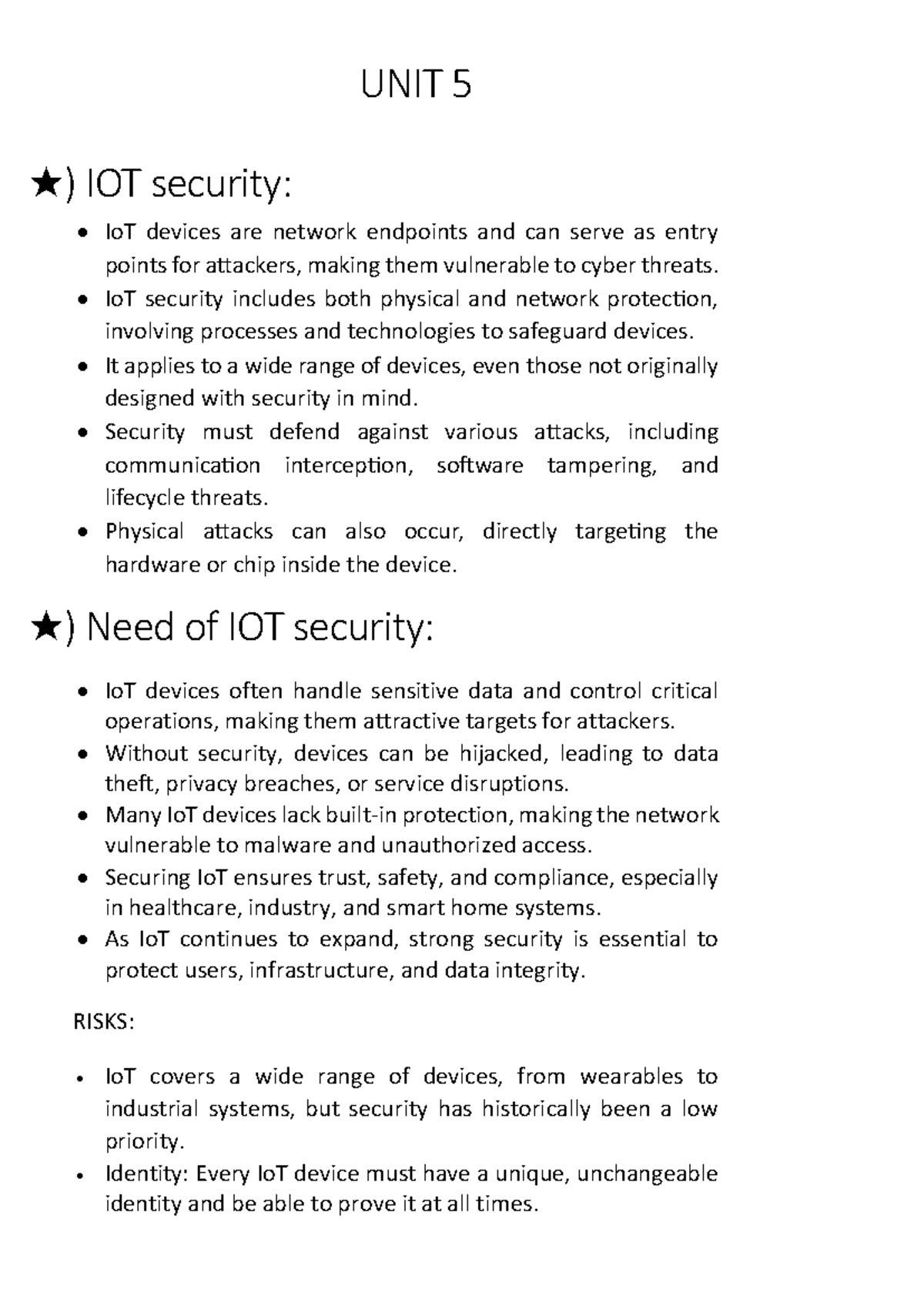 UNIT 5 - IoT Security: Safeguarding Devices Against Cyber Threats - Studocu