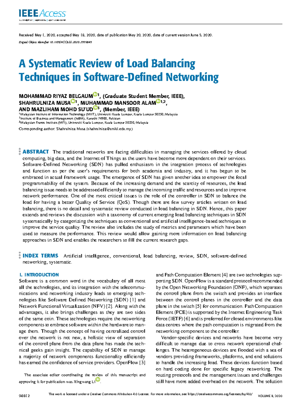 A Systematic Review of Load Balancing Techniques in SDN - Studocu